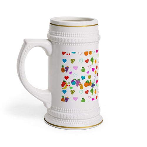 Beer Stein Mug — Golden Swirl Floral Pattern Ceramic Stein